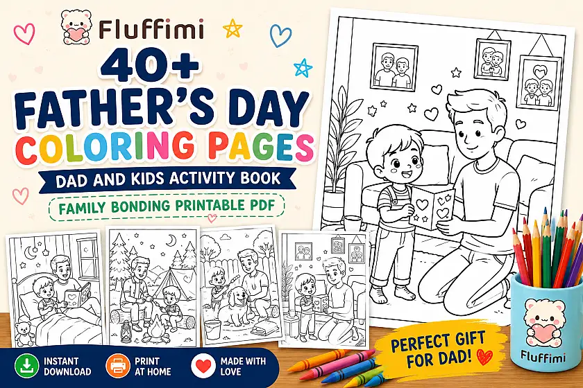 Oltre 40 pagine da colorare per la festa del papà: divertente libro di attività per papà e bambini per la famiglia