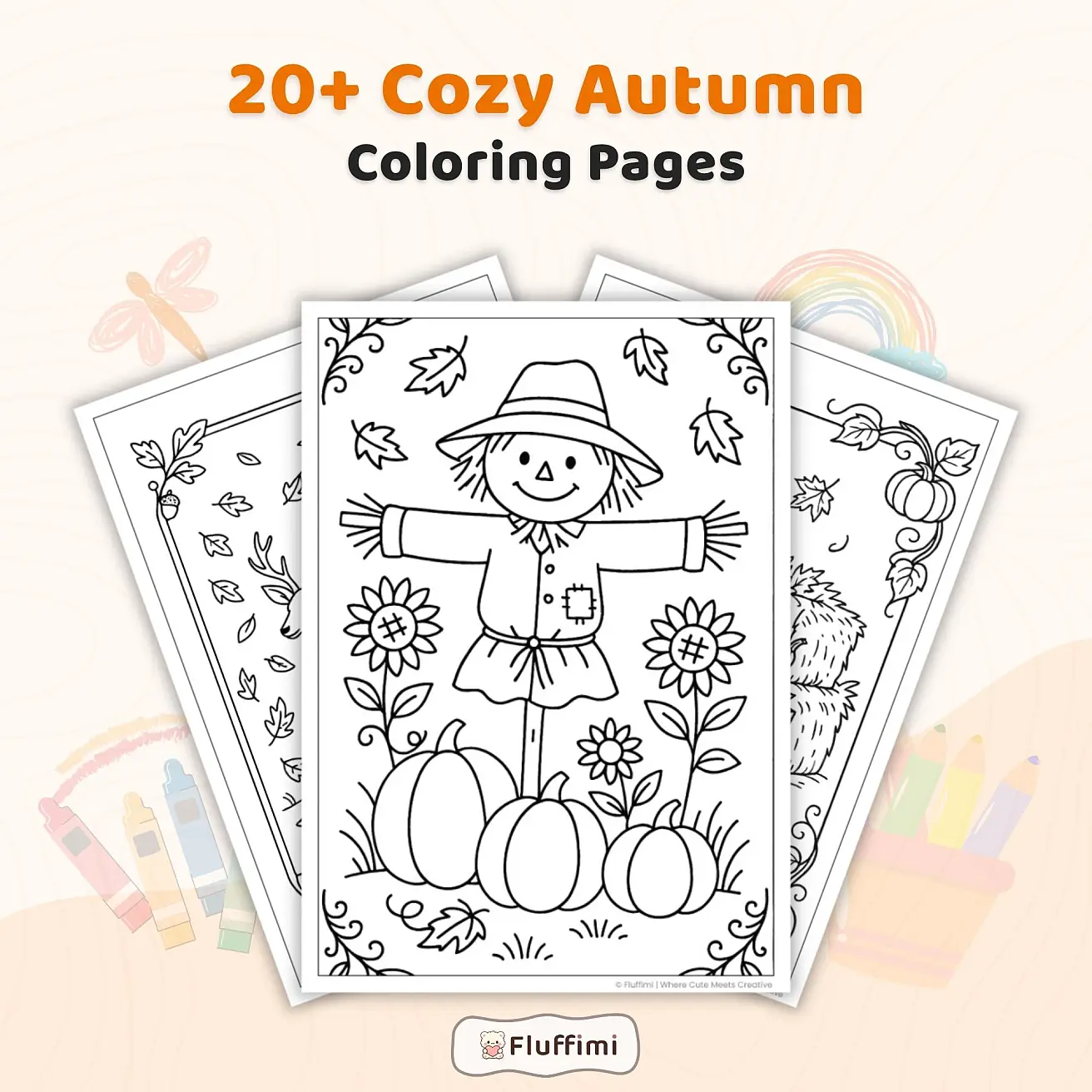 20+ Cozy Autumn Coloring Pages for Kids – Printable Fall Animals & Woodland Coloring Book PDF
