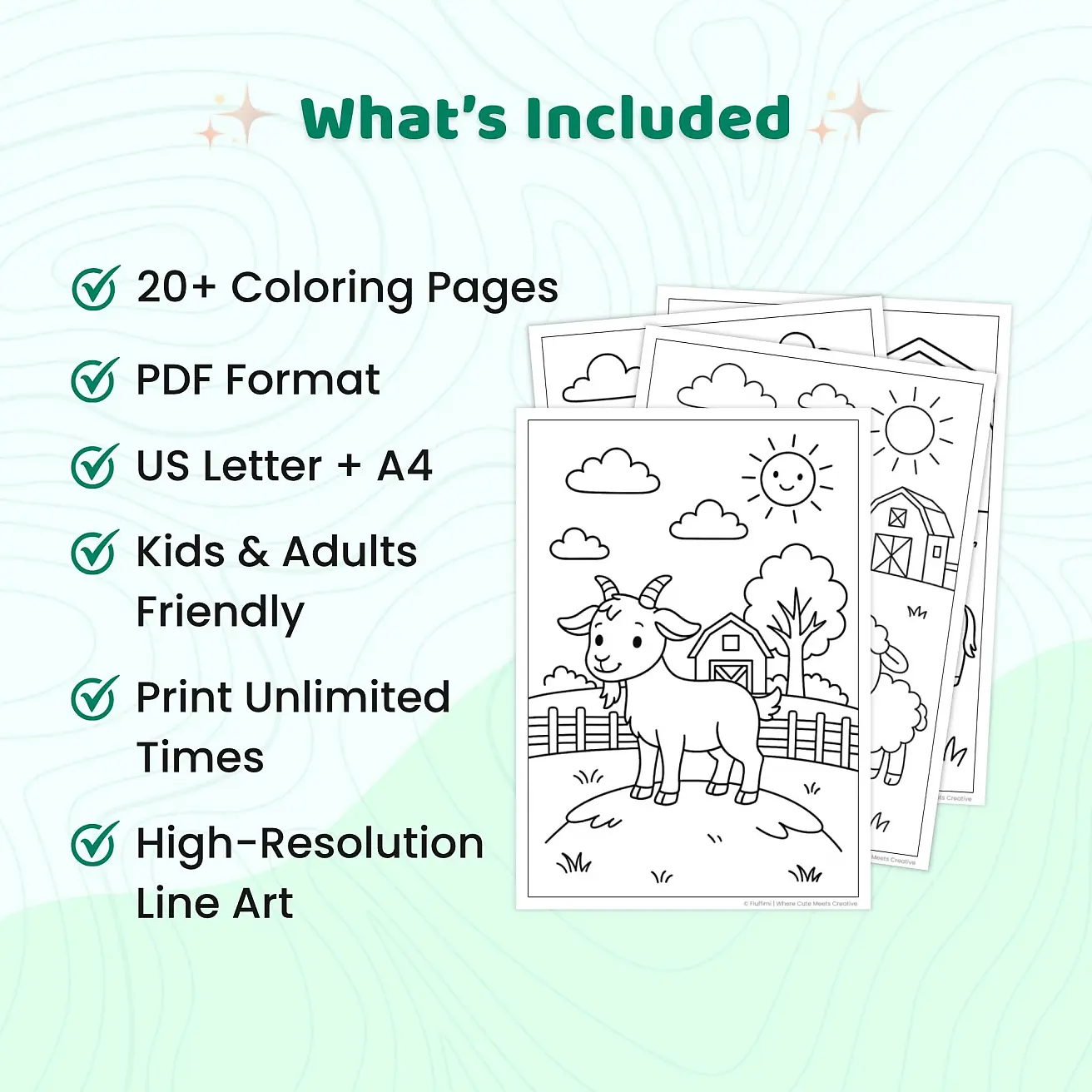 20+ Farm Animal Coloring Pages Printable PDF for Kids