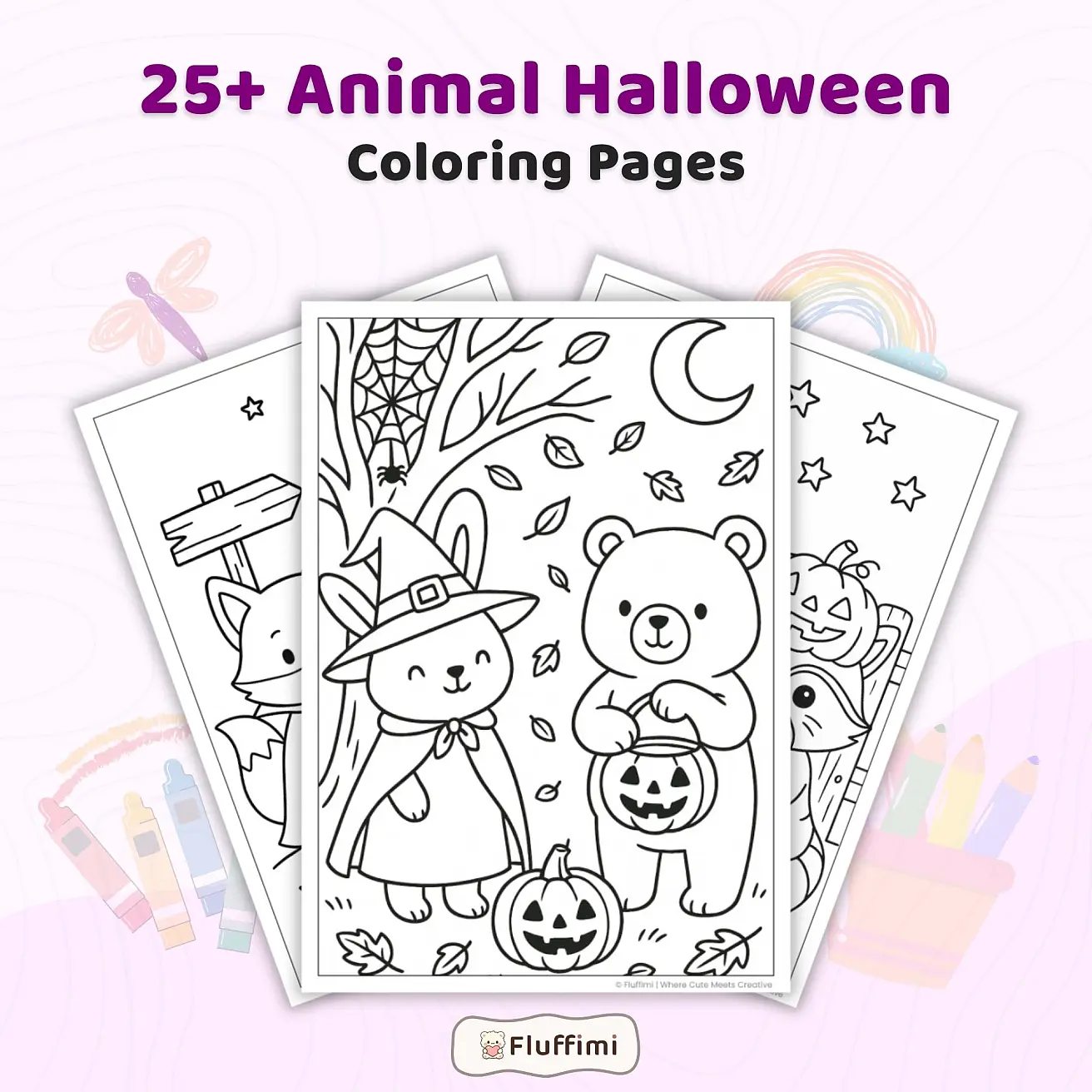 25+ Animal Halloween Coloring Pages for Kids – Cute Spooky Animal Printable PDF