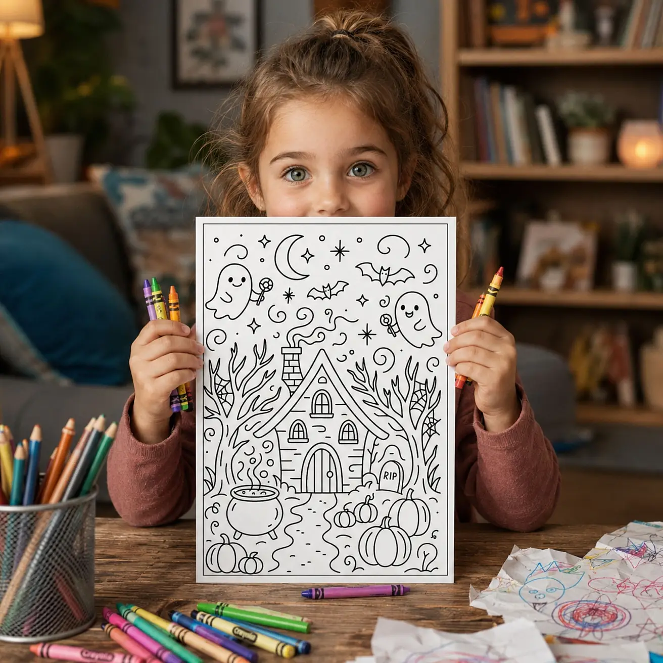25+ Cute Spooky Halloween Coloring Pages for Kids and Adults