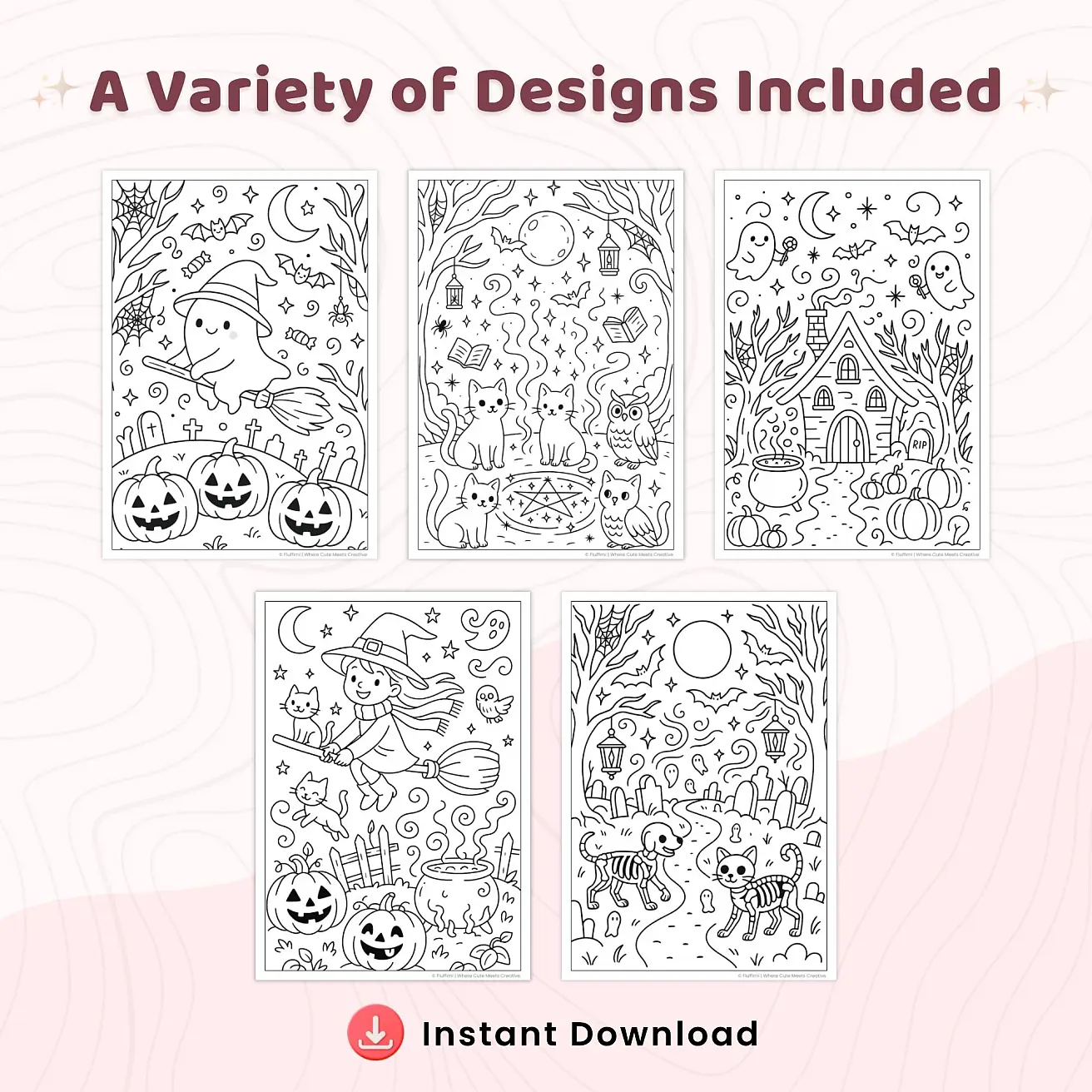 25+ Cute Spooky Halloween Coloring Pages for Kids and Adults