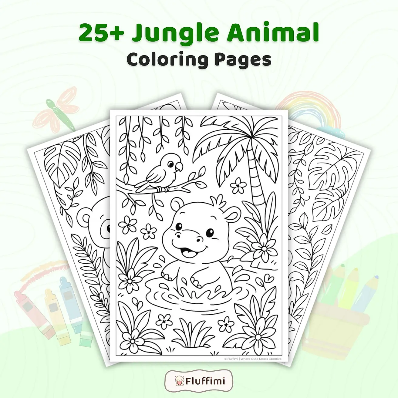 25+ Jungle Animal Coloring Pages Printable PDF for Kids