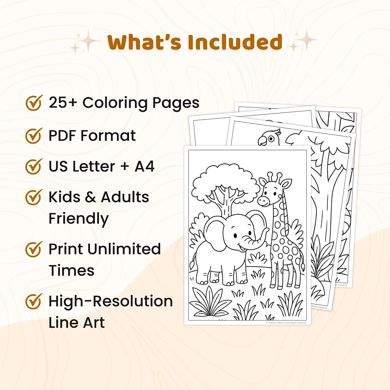25+ Wild Animal Coloring Pages Printable PDF for Kids