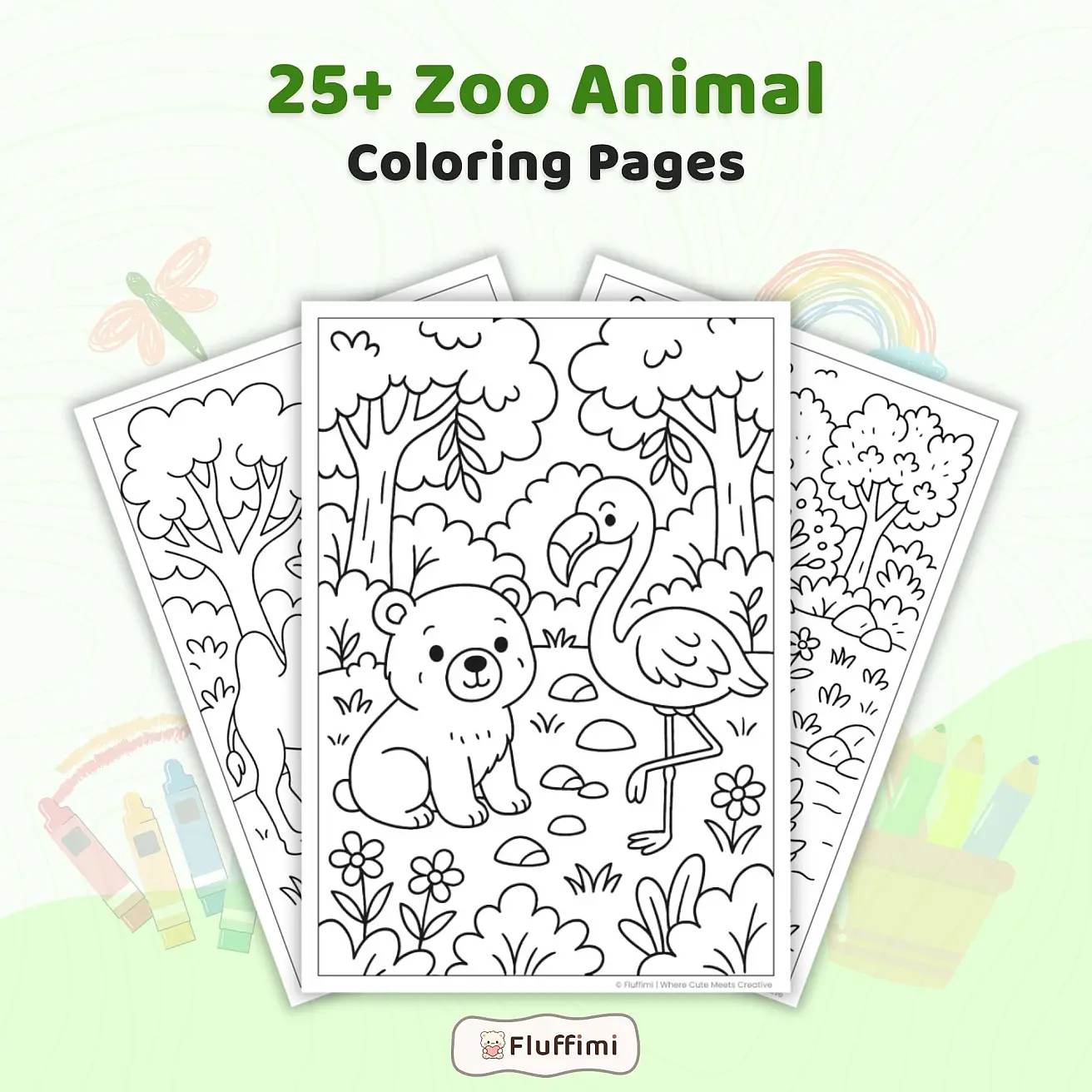 25+ Zoo Animal Coloring Pages Printable PDF for Kids