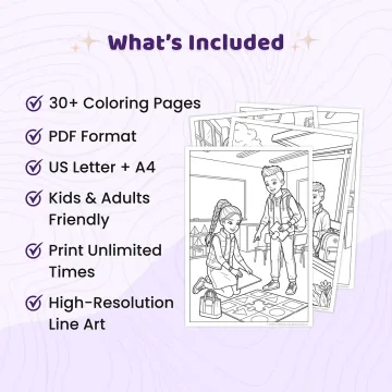 30+ School Fashion Coloring Pages for Adults – Stylish Student Outfit & Campus Life Printable Coloring Book PDF