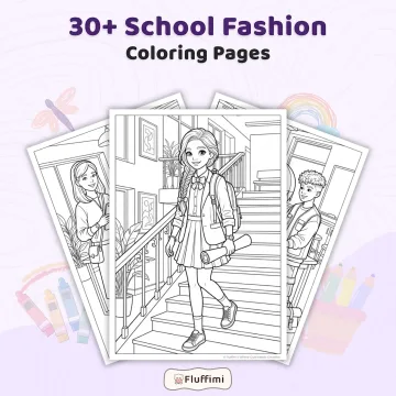 30+ School Fashion Coloring Pages for Adults – Stylish Student Outfit & Campus Life Printable Coloring Book PDF