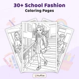 30+ School Fashion Coloring Pages for Adults – Stylish Student Outfit & Campus Life Printable Coloring Book PDF