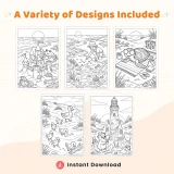 35+ Beach Sunset Coloring Pages for Kids - Tropical Ocean & Summer Vacation Printable Coloring Book PDF