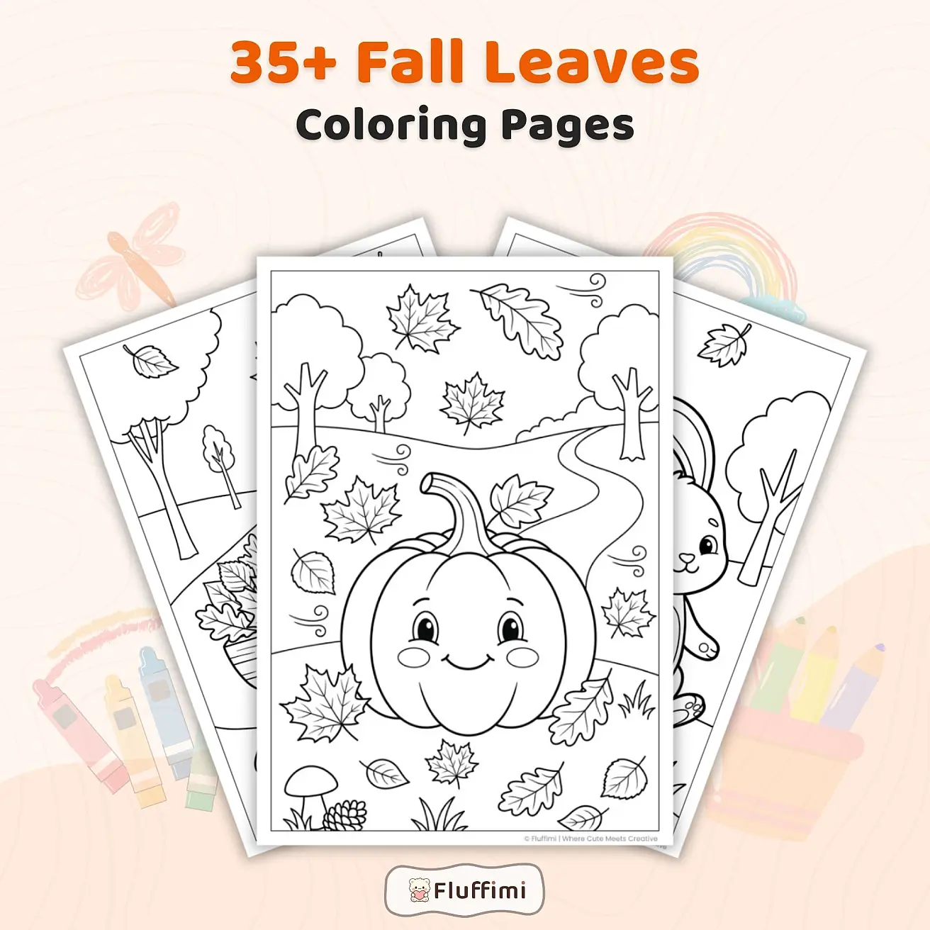 35+ Fall Leaves Coloring Pages for Kids – Cute Autumn Coloring Book Printable PDF
