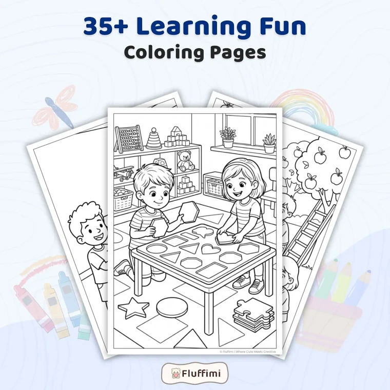 35+ Learning Fun Coloring Pages for Kids – Educational Activity Book, STEM, Preschool & Kindergarten Printable PDF