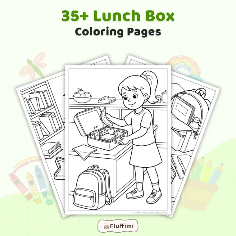 35+ Lunch Box Coloring Pages for Kids - Printable School Lunch & Healthy Food Coloring Book PDF