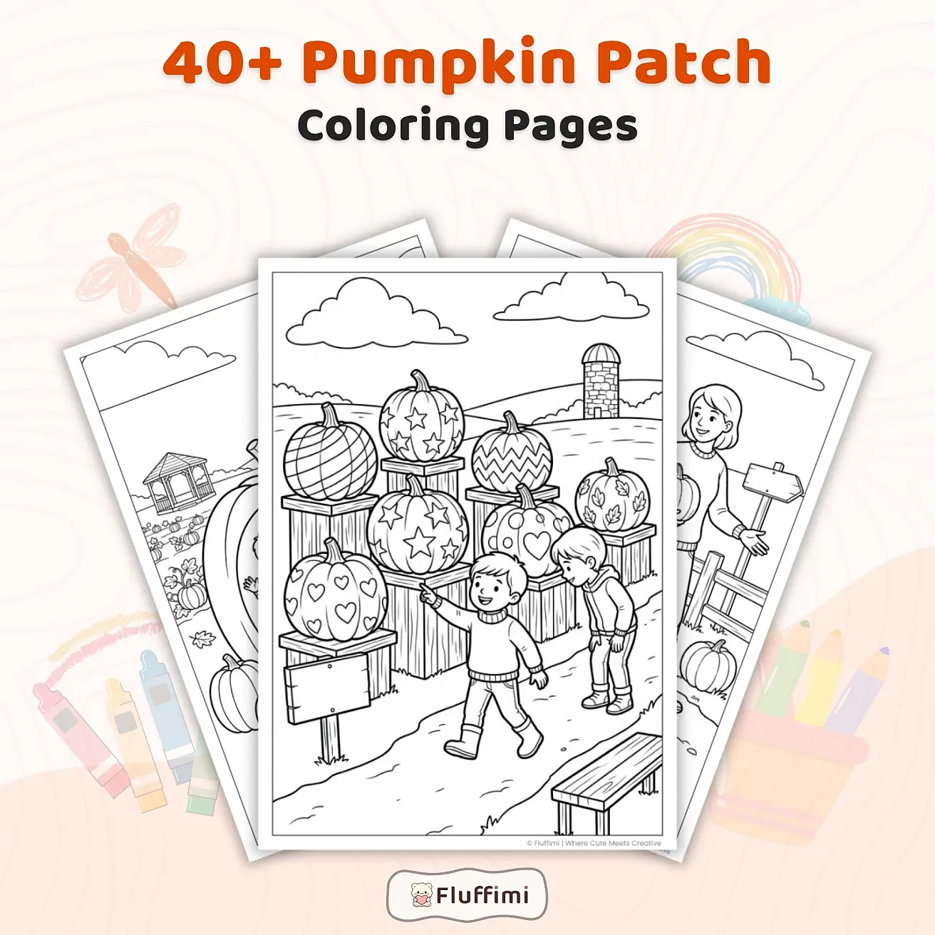 40+ Pumpkin Patch Coloring Pages for Kids – Fall Harvest Farm Printable PDF