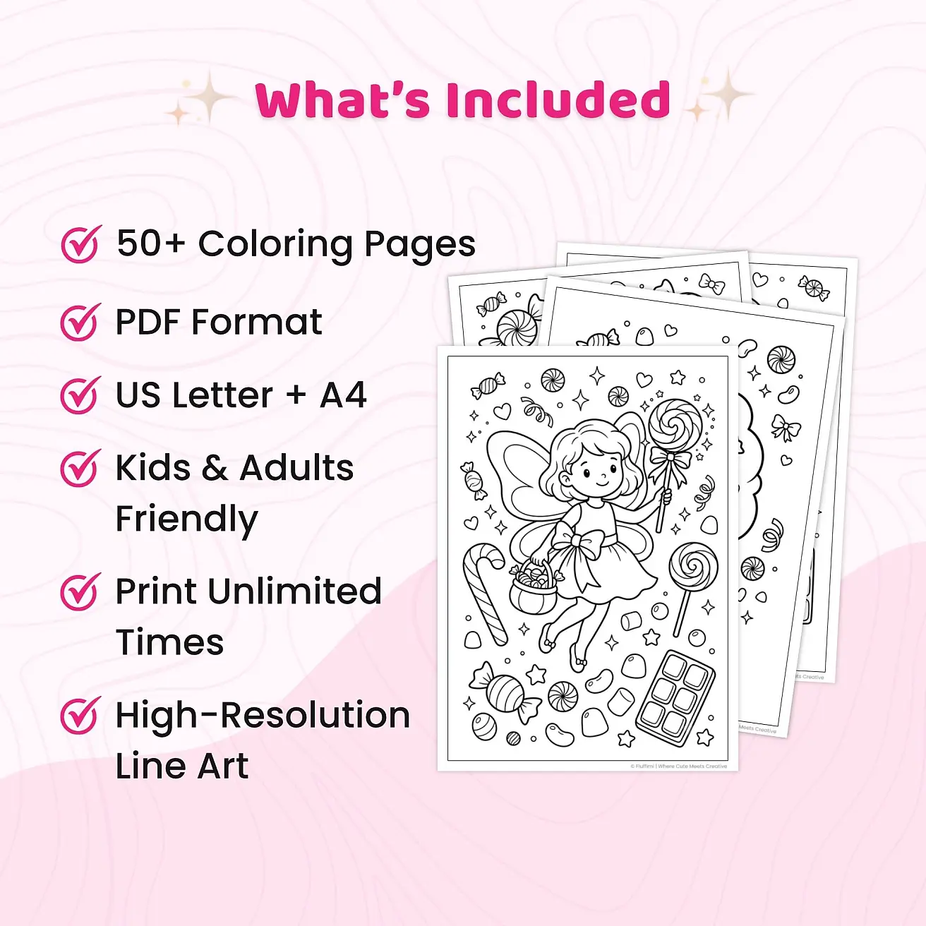 50+ Candy Coloring Pages for Kids – Cute Sweets, Dessert & Kawaii Food Printable PDF