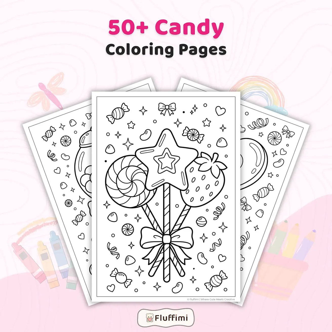 50+ Candy Coloring Pages for Kids – Cute Sweets, Dessert & Kawaii Food Printable PDF