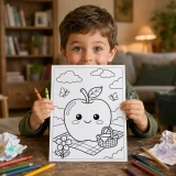 35+ Apple Coloring Pages for Adults - Kawaii Fruit, Orchard & Harvest Printable Coloring Book PDF