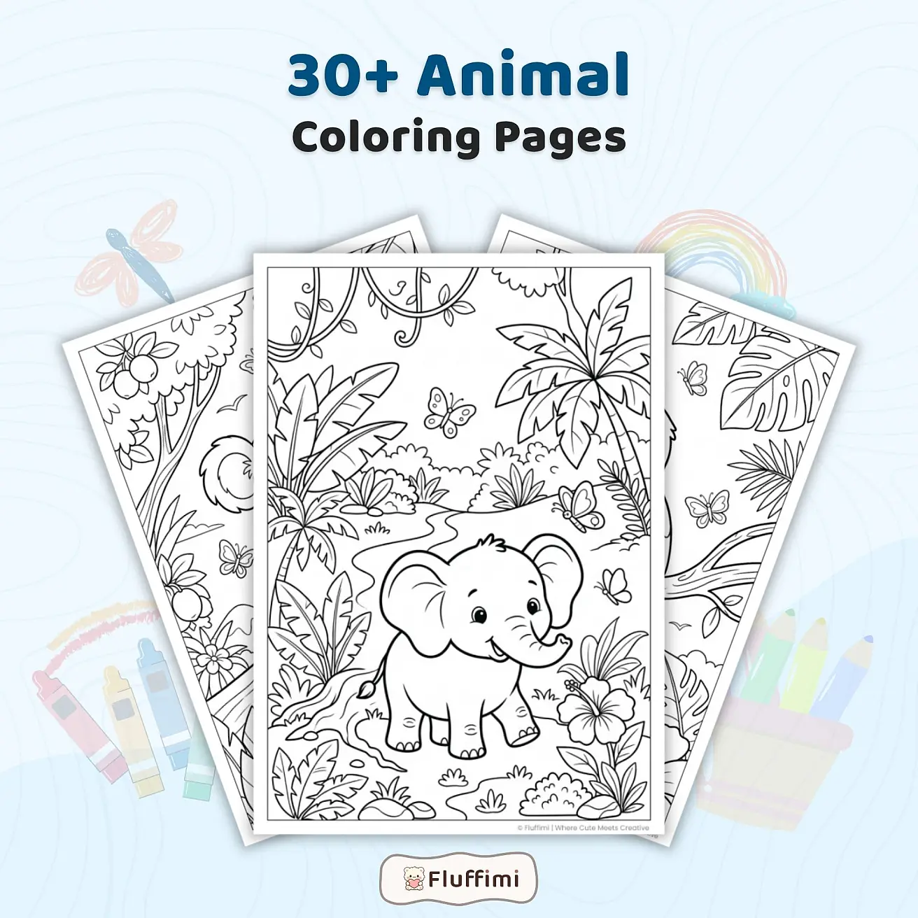 Free Animal Coloring Pages - Cute and Kawaii Printable Animals