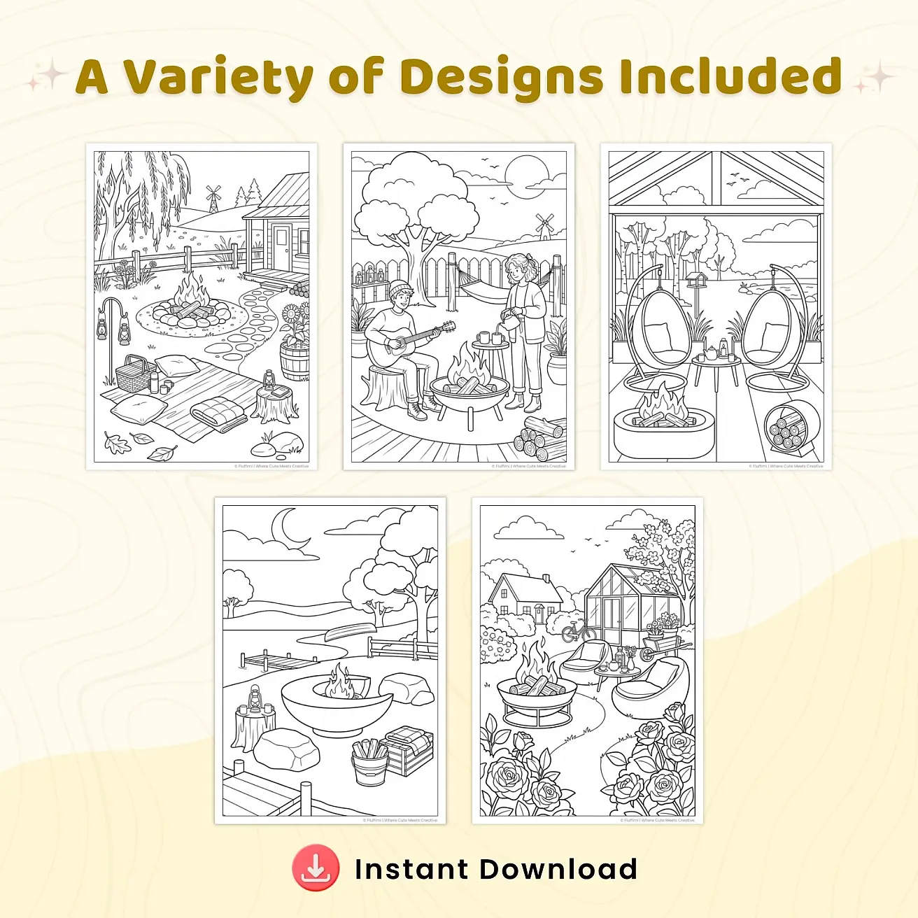 Free Backyard Bonfire Coloring Pages - Outdoor Fire Pit & Patio Printables