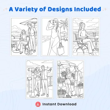 Free Beach Fashion Coloring Pages for Adults