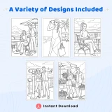 Free Beach Fashion Coloring Pages for Adults