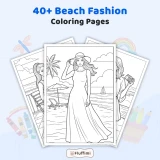 Free Beach Fashion Coloring Pages for Adults