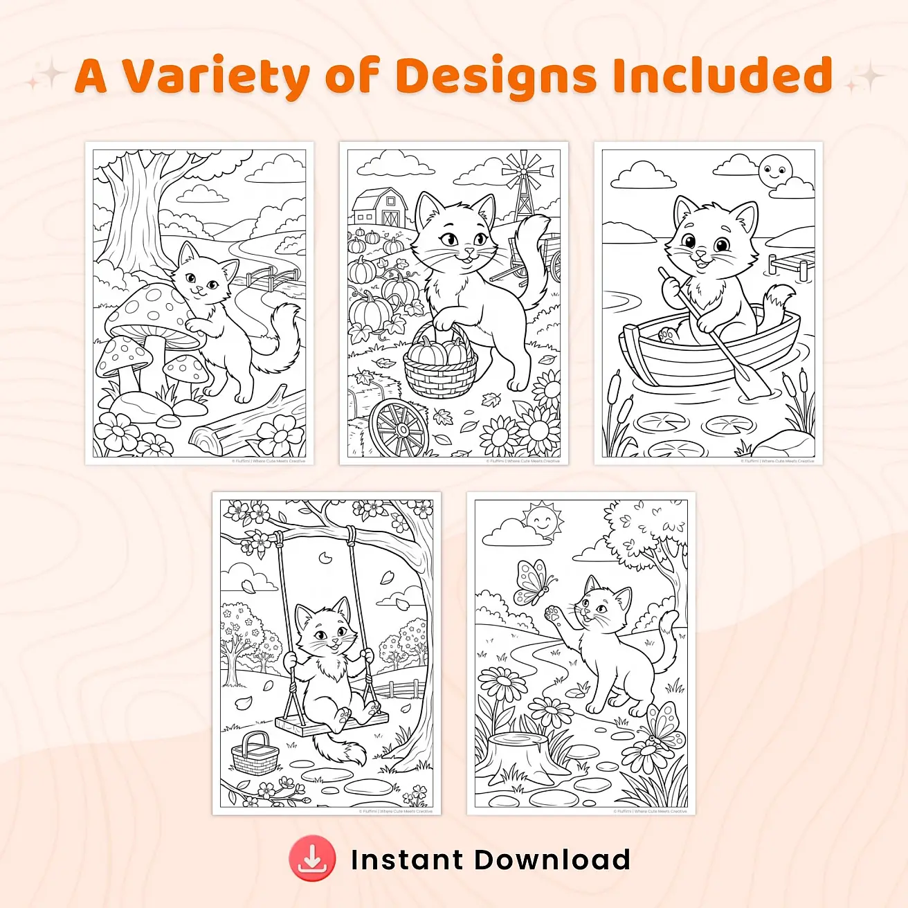 Free Black Cat Coloring Pages - Cute Cat Coloring Sheets for Kids