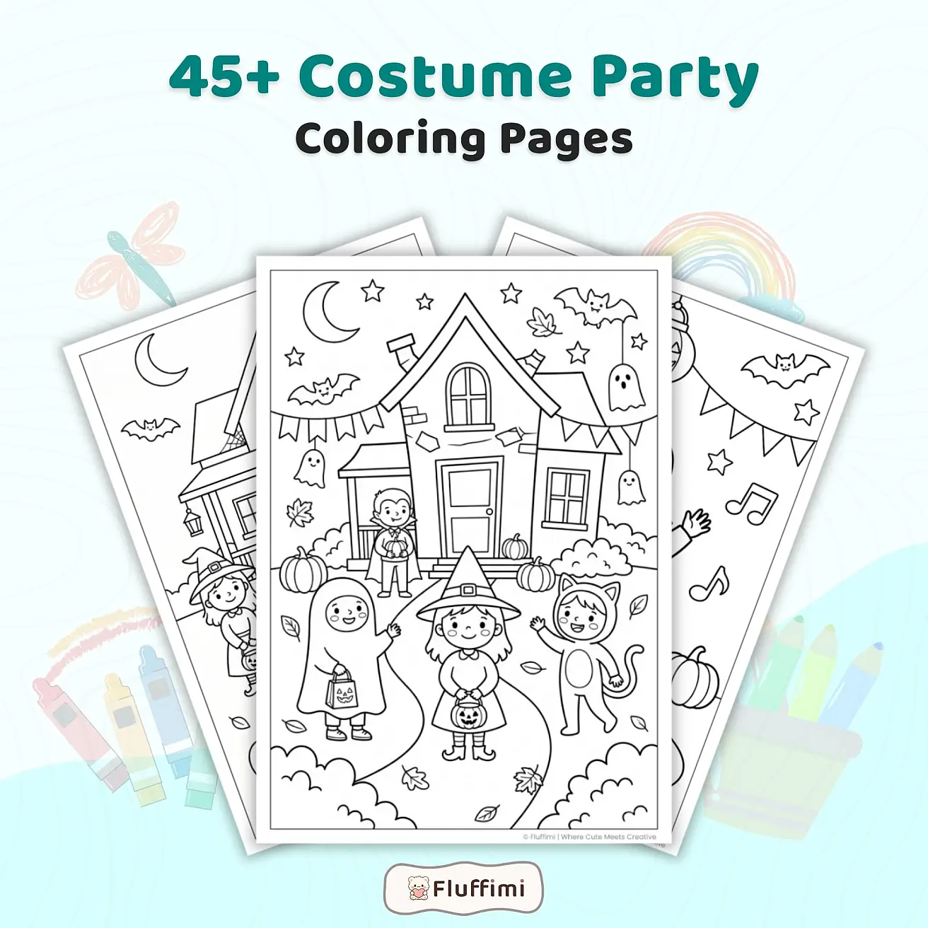 Free Costume Party Coloring Pages for Kids - Cute Dress Up & Halloween Printable Coloring Sheets