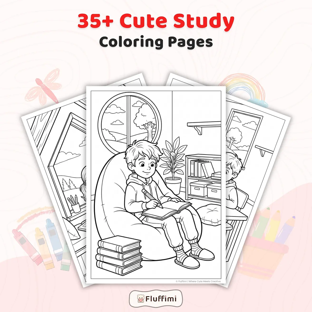 Free Cute Study Coloring Pages for Kids Printable