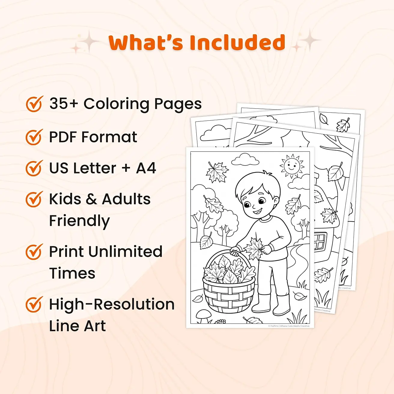 Free Fall Leaves Coloring Pages for Kids - Cute Autumn & Halloween Printables