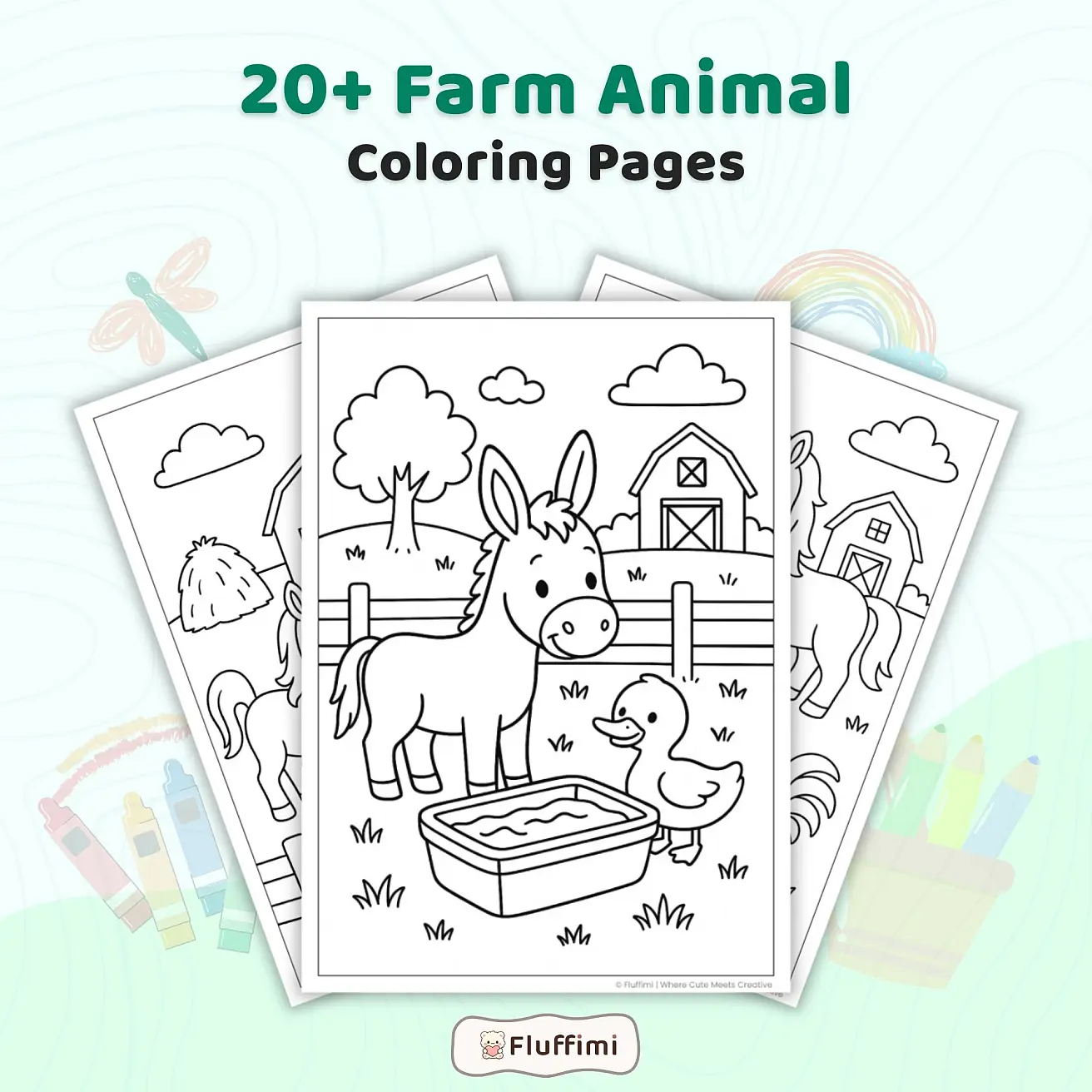 Free Farm Animal Coloring Pages - Cute Barnyard Printables for Kids