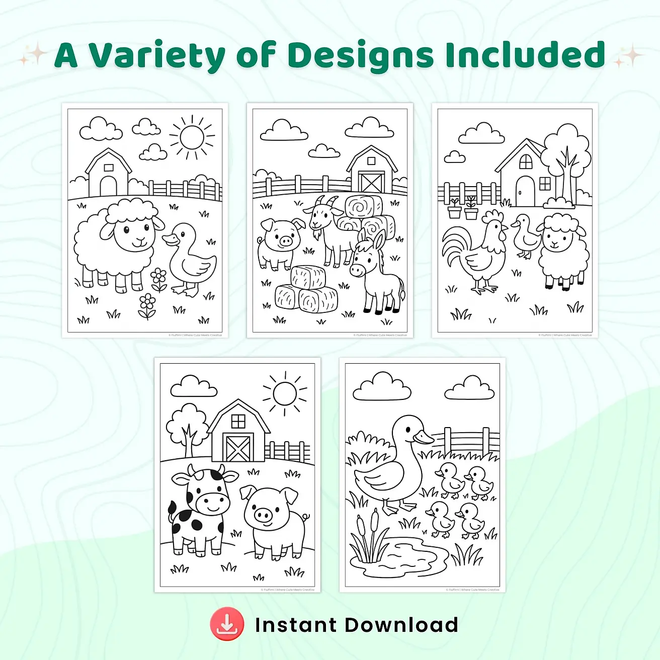Free Farm Animal Coloring Pages - Cute Barnyard Printables for Kids