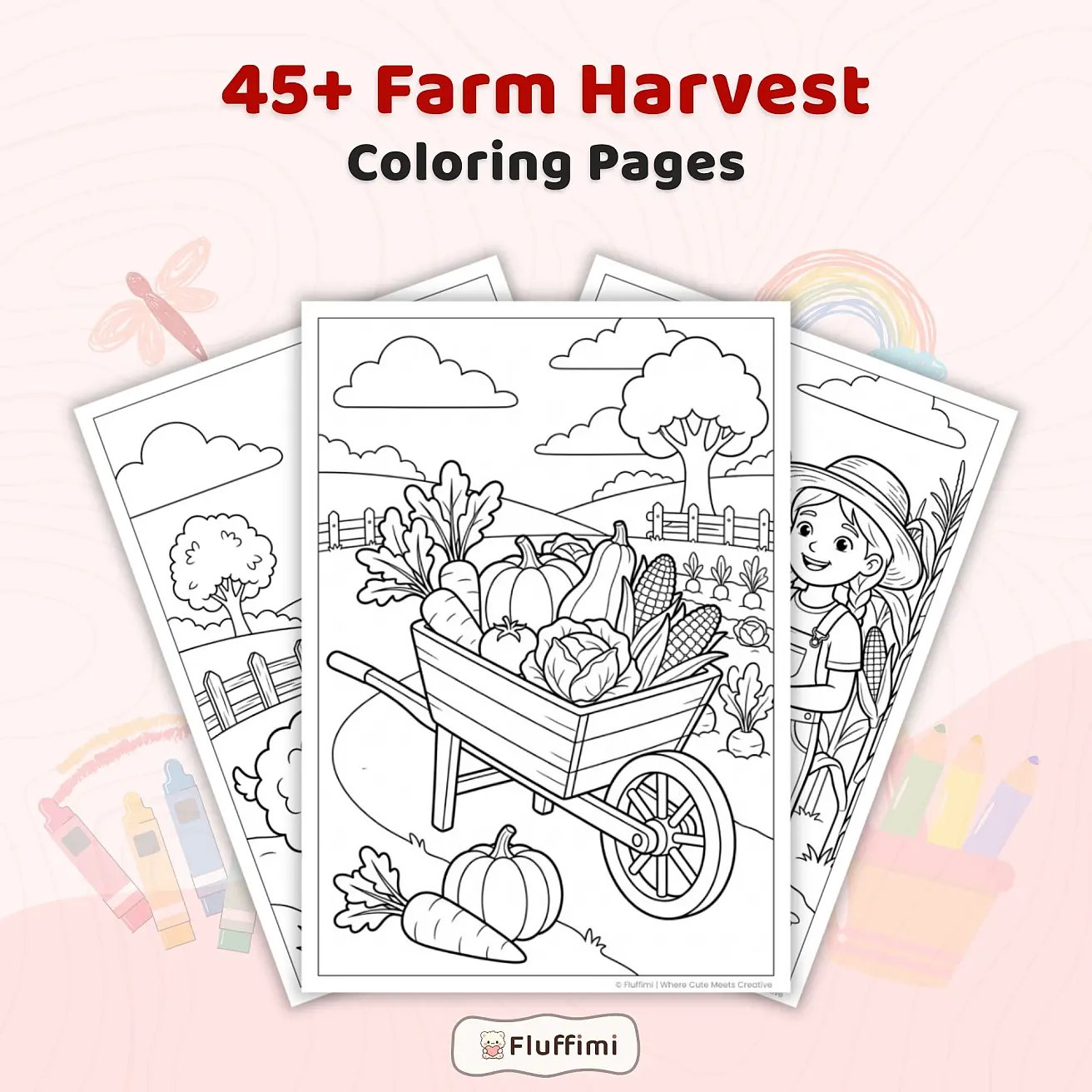 Free Farm Harvest Coloring Pages for Kids - Country Life & Barnyard Printables