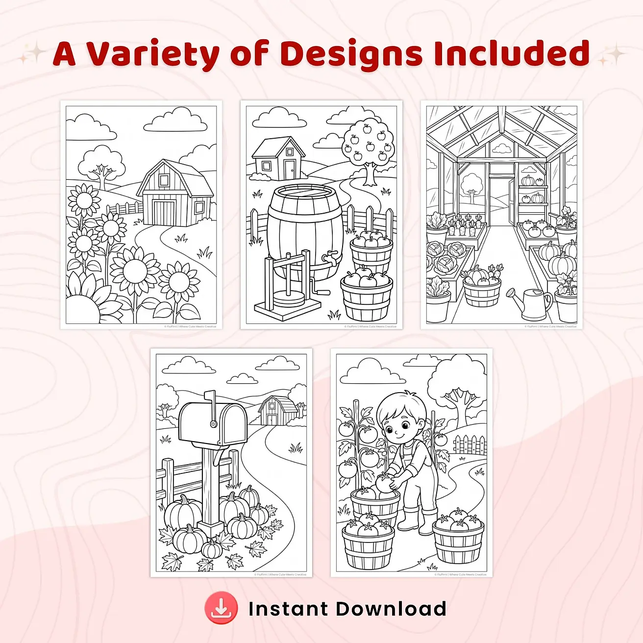 Free Farm Harvest Coloring Pages for Kids - Country Life & Barnyard Printables