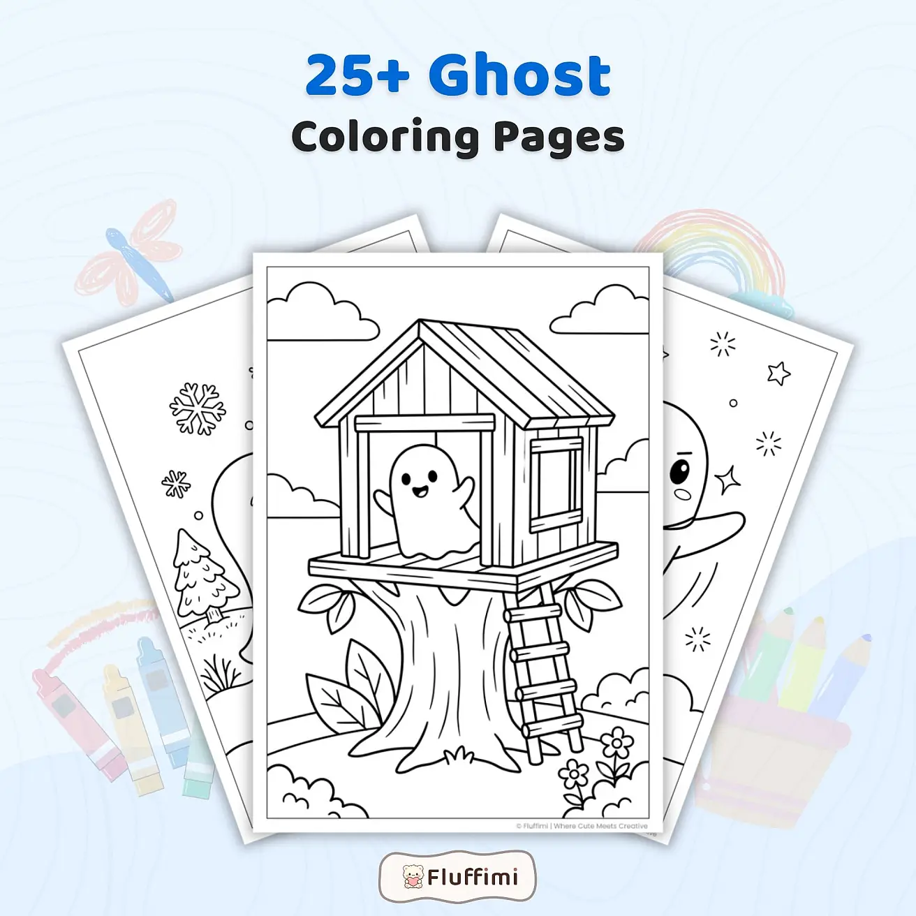 Free Ghost Coloring Pages - Cute and Kawaii Spooky Printables