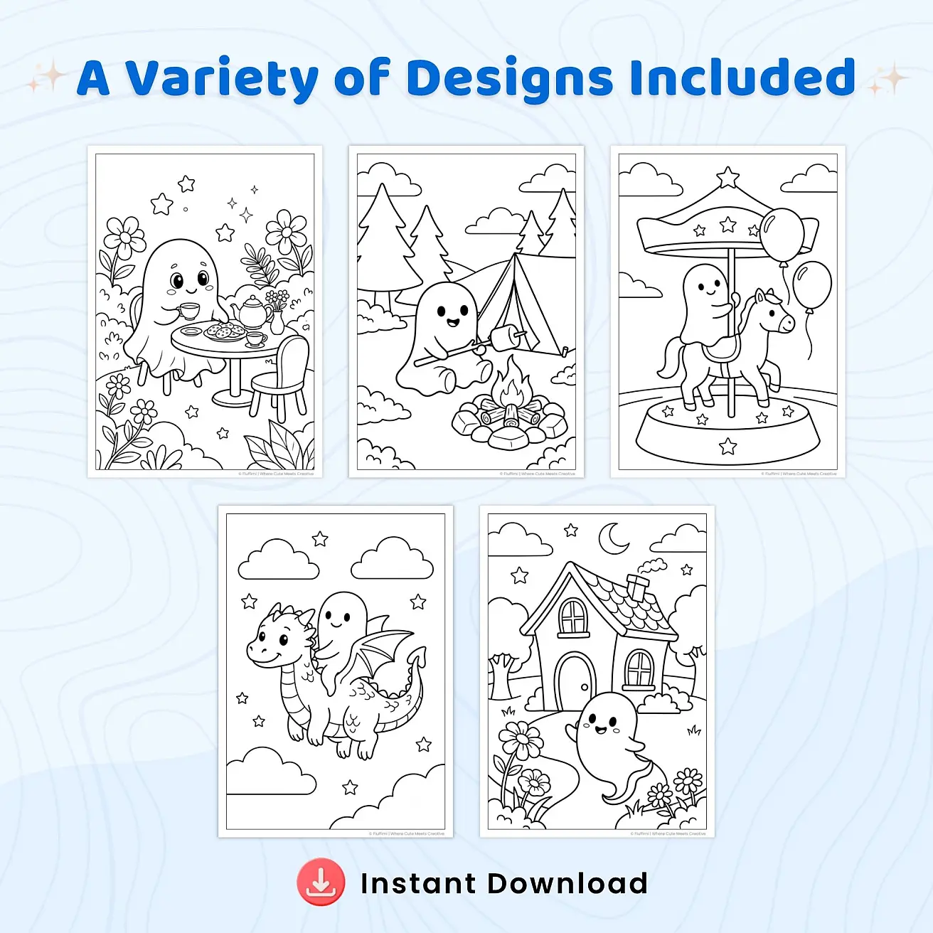 Free Ghost Coloring Pages - Cute and Kawaii Spooky Printables