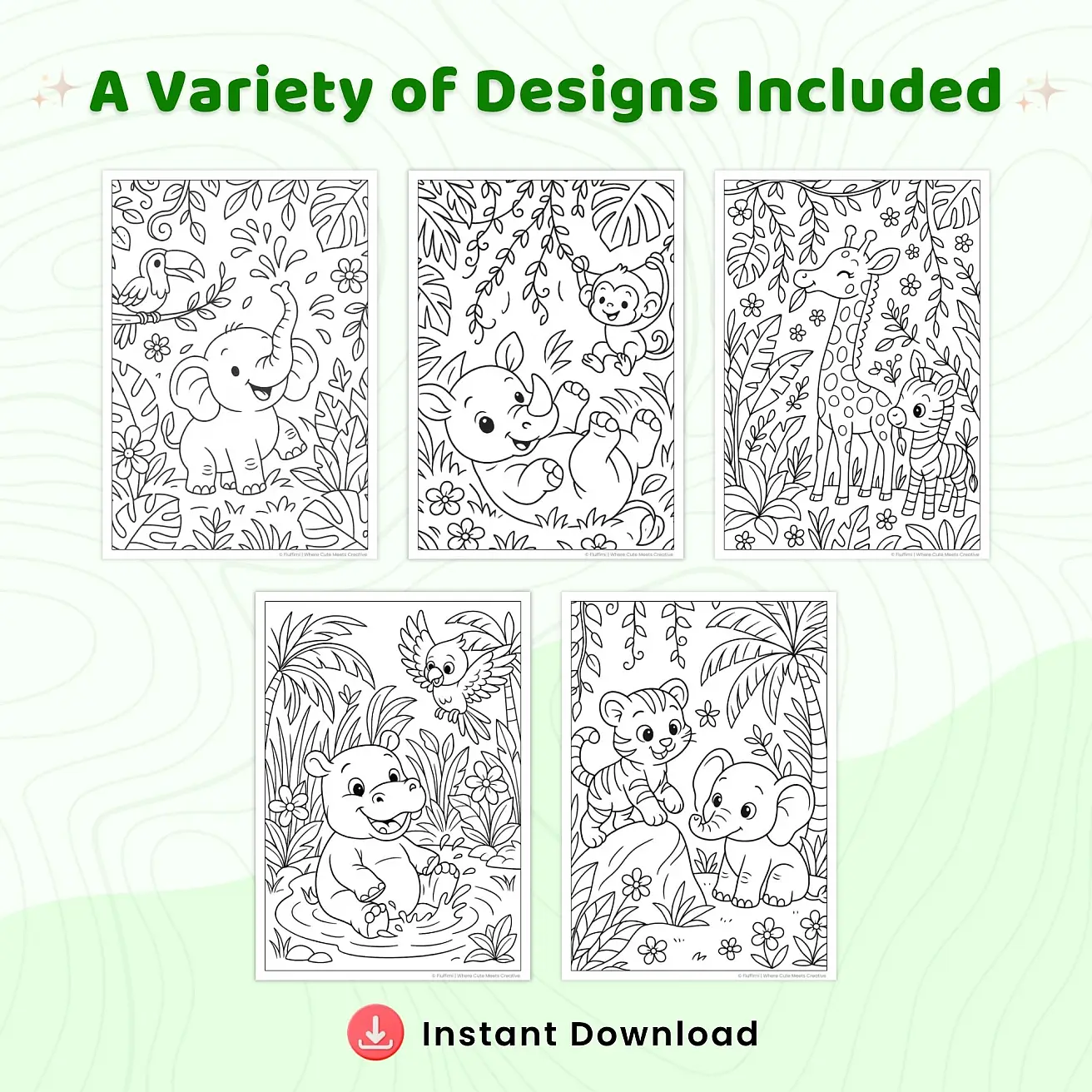 Free Jungle Animal Coloring Pages - Wild Safari Printables for Kids