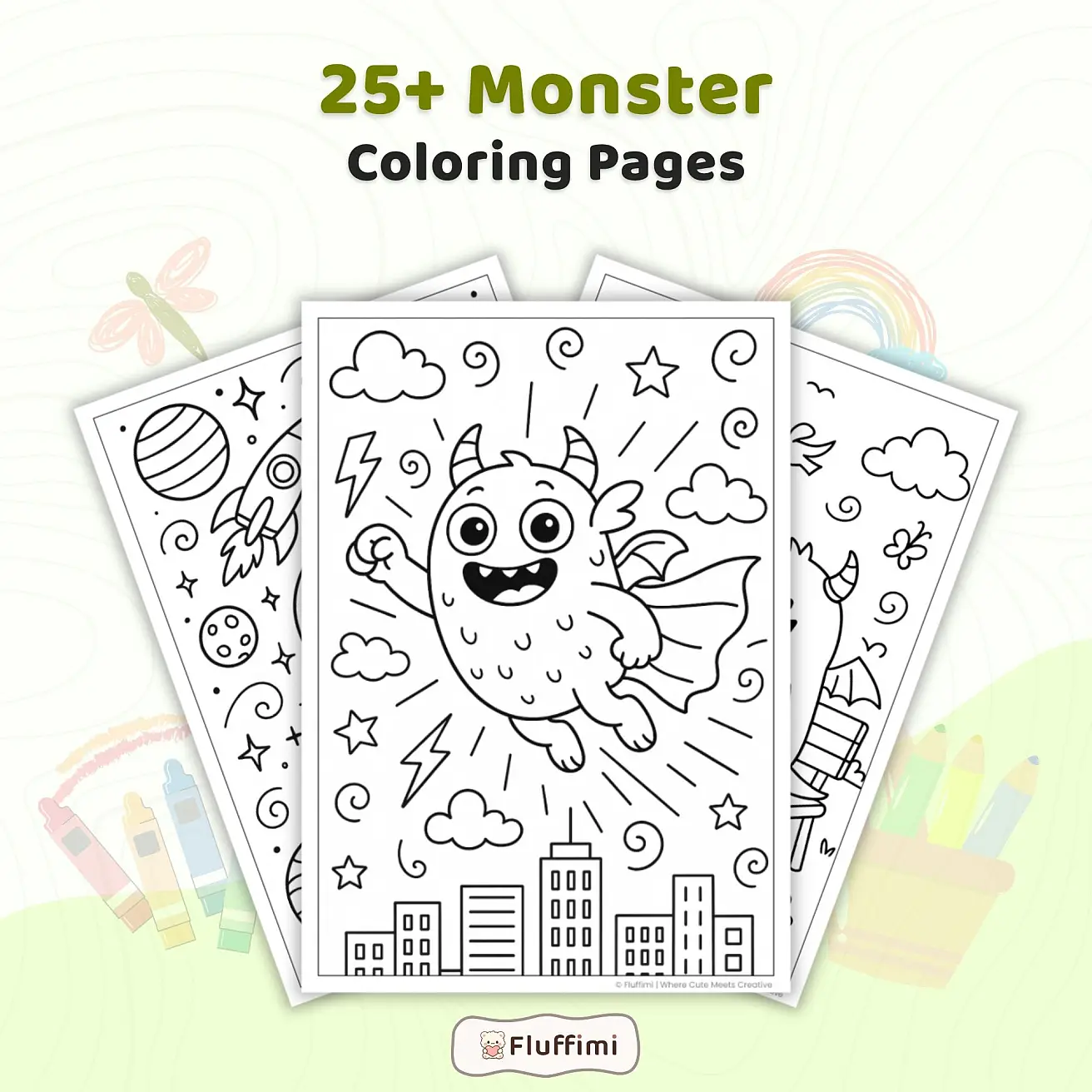 Free Monster Coloring Pages - Cute and Creepy Printable Monsters