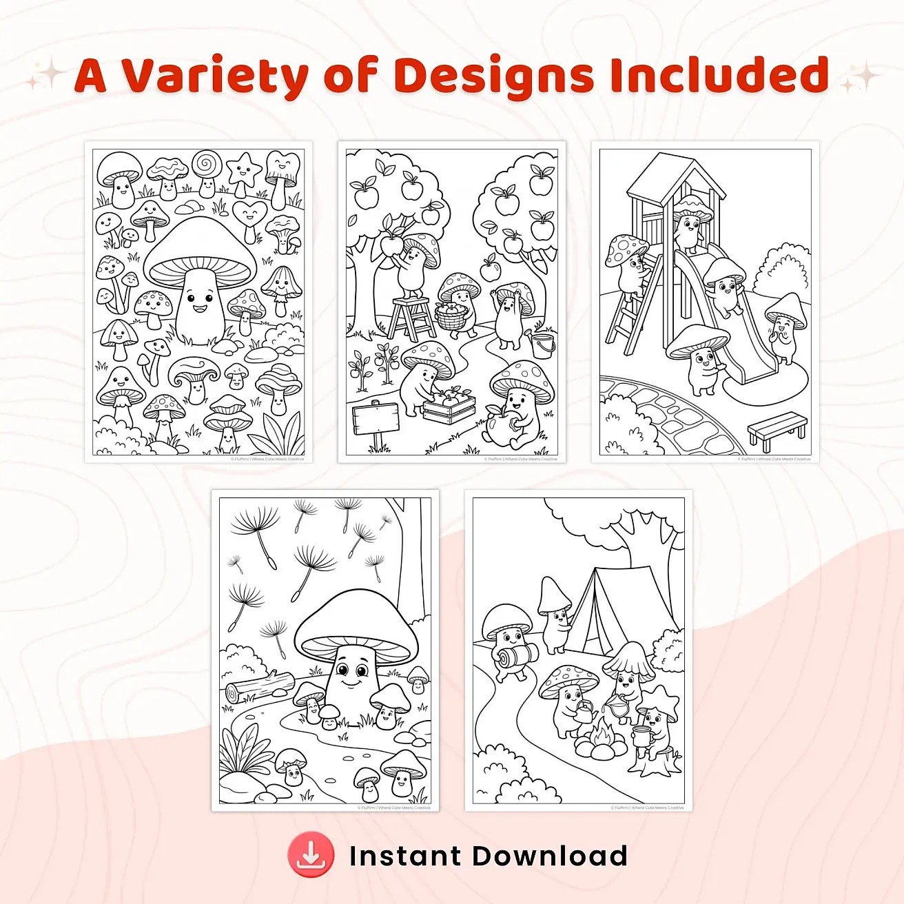 Free Mushroom Coloring Pages for Kids - Cute Forest Friends Printables