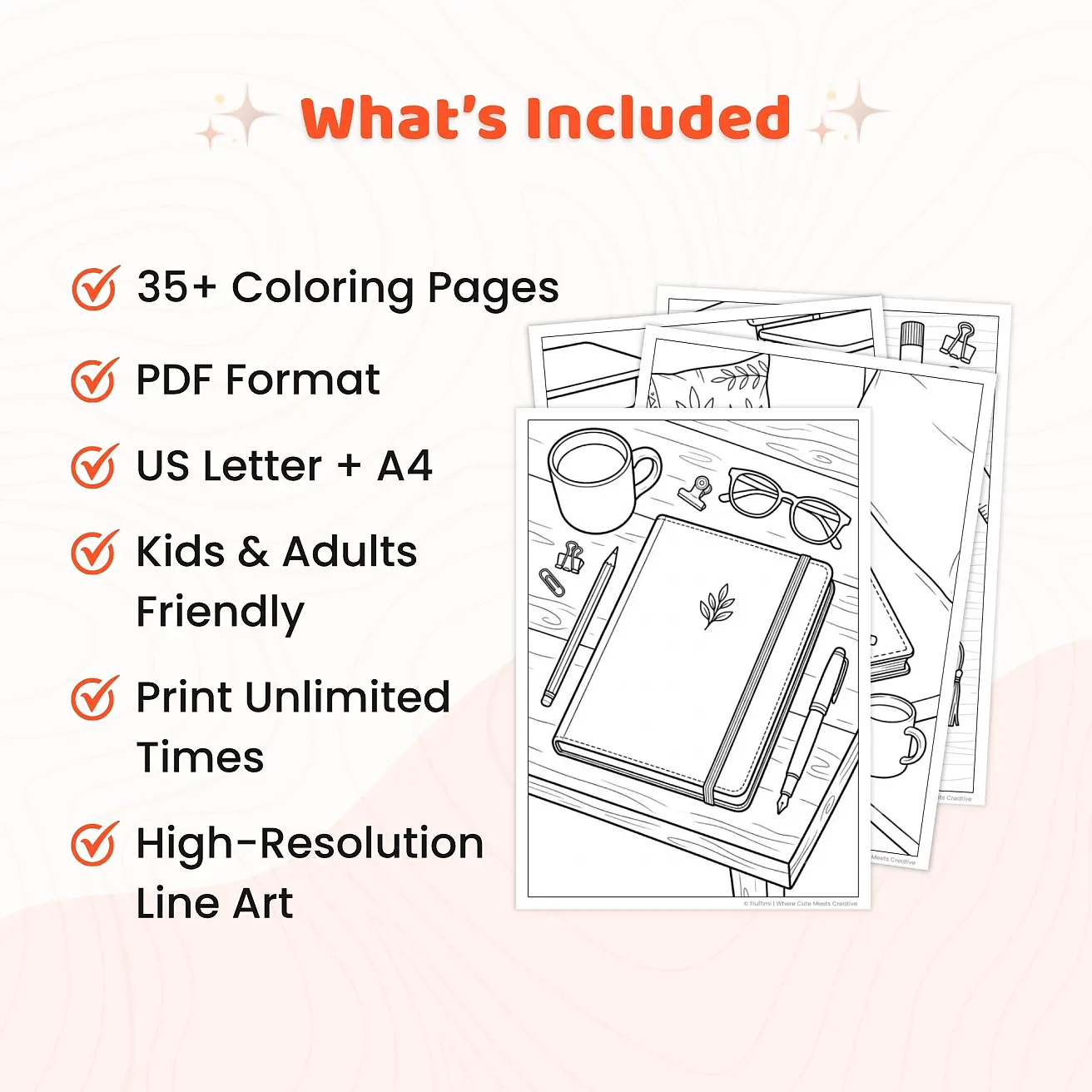 Free Notebook Doodle Coloring Pages for Kids - Cute School Stationery Printables