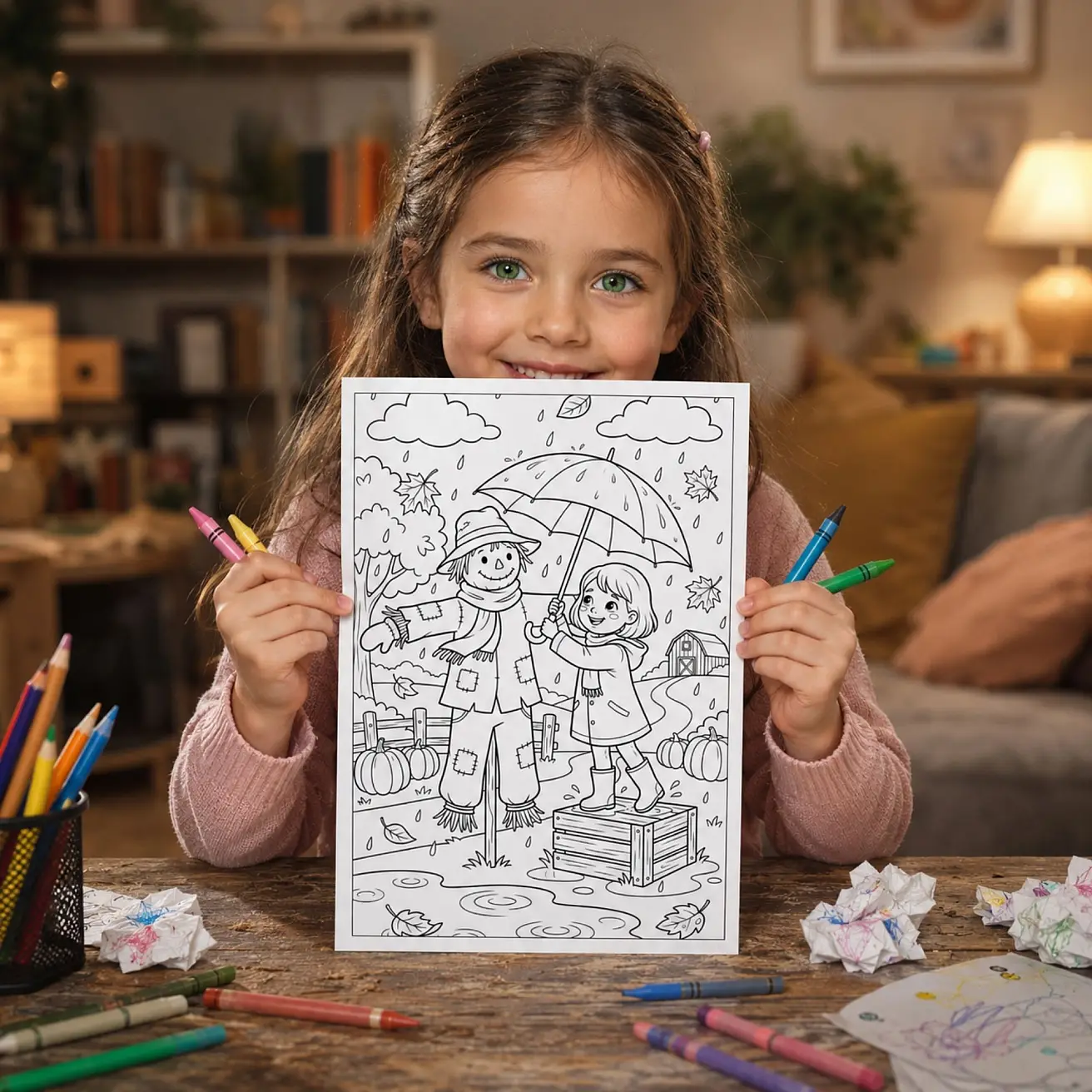 Free Rainy Autumn Coloring Pages for Kids - Fall Activity Printables