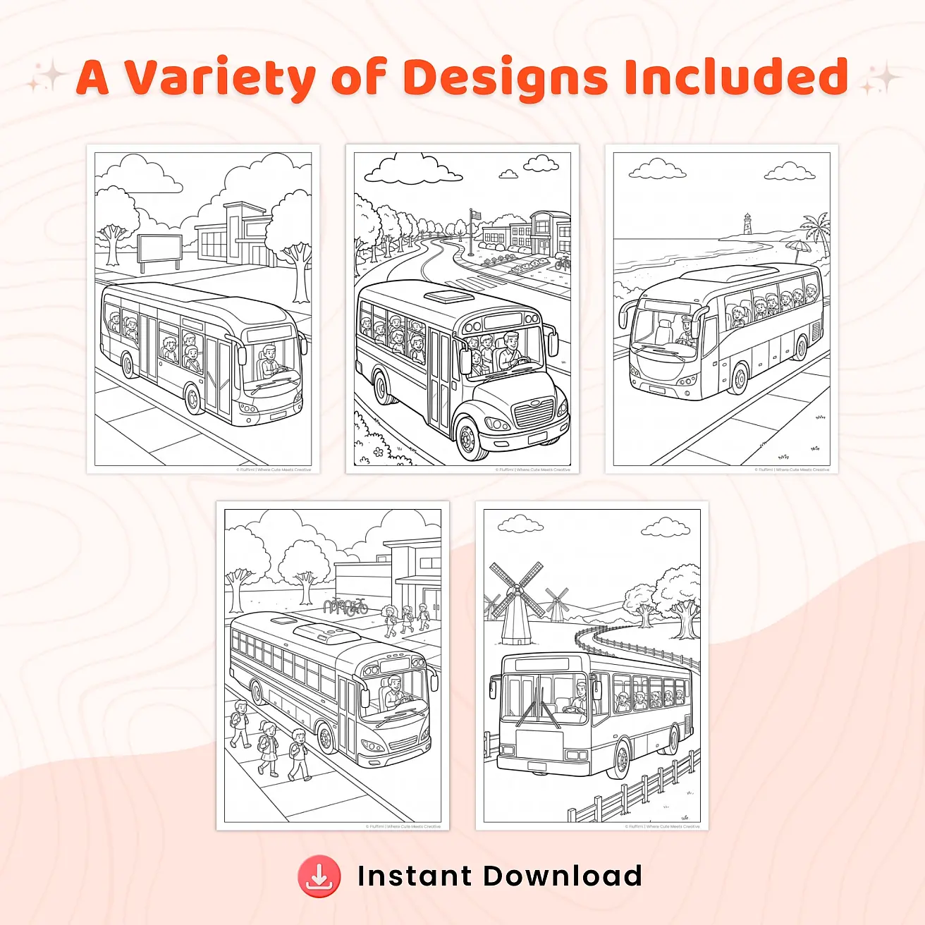 Free School Bus Coloring Pages for Kids Printable PDF
