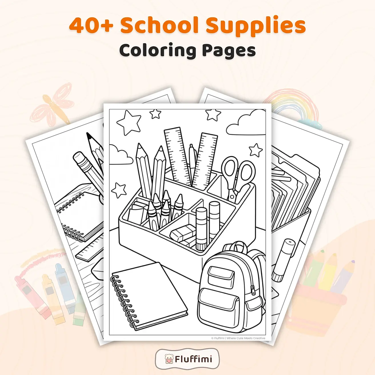 Free School Supplies Coloring Pages for Kids