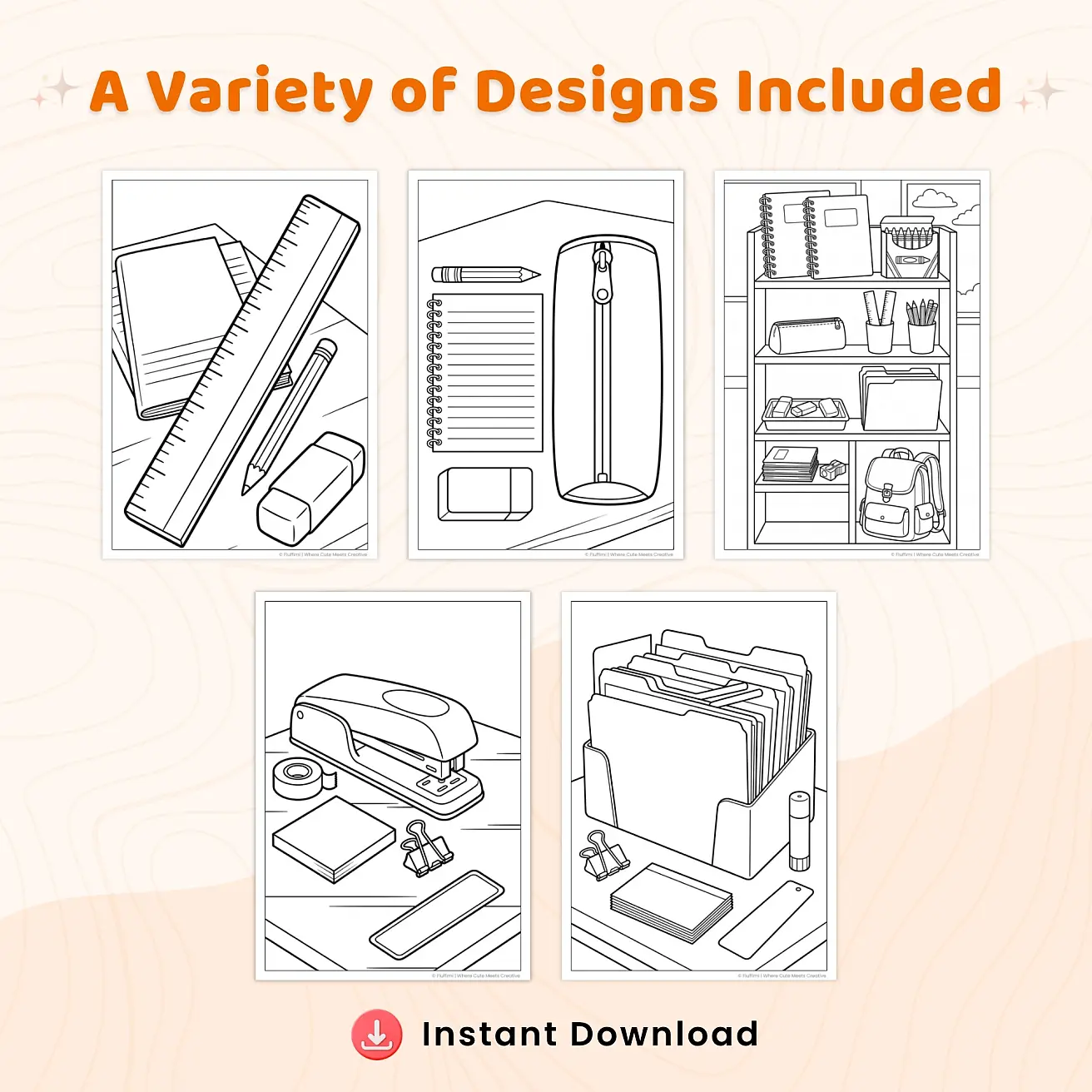 Free School Supplies Coloring Pages for Kids