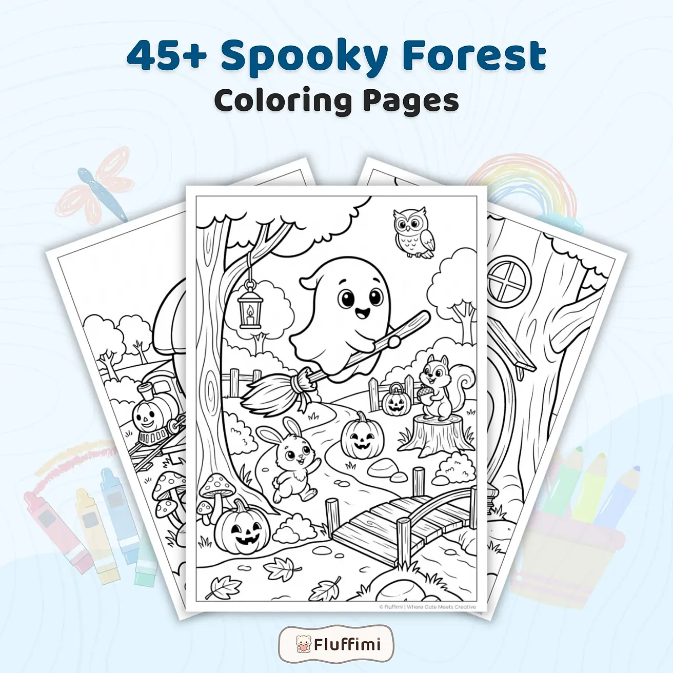 Free Spooky Forest Coloring Pages – Cute Halloween Woodland Sheets for Kids