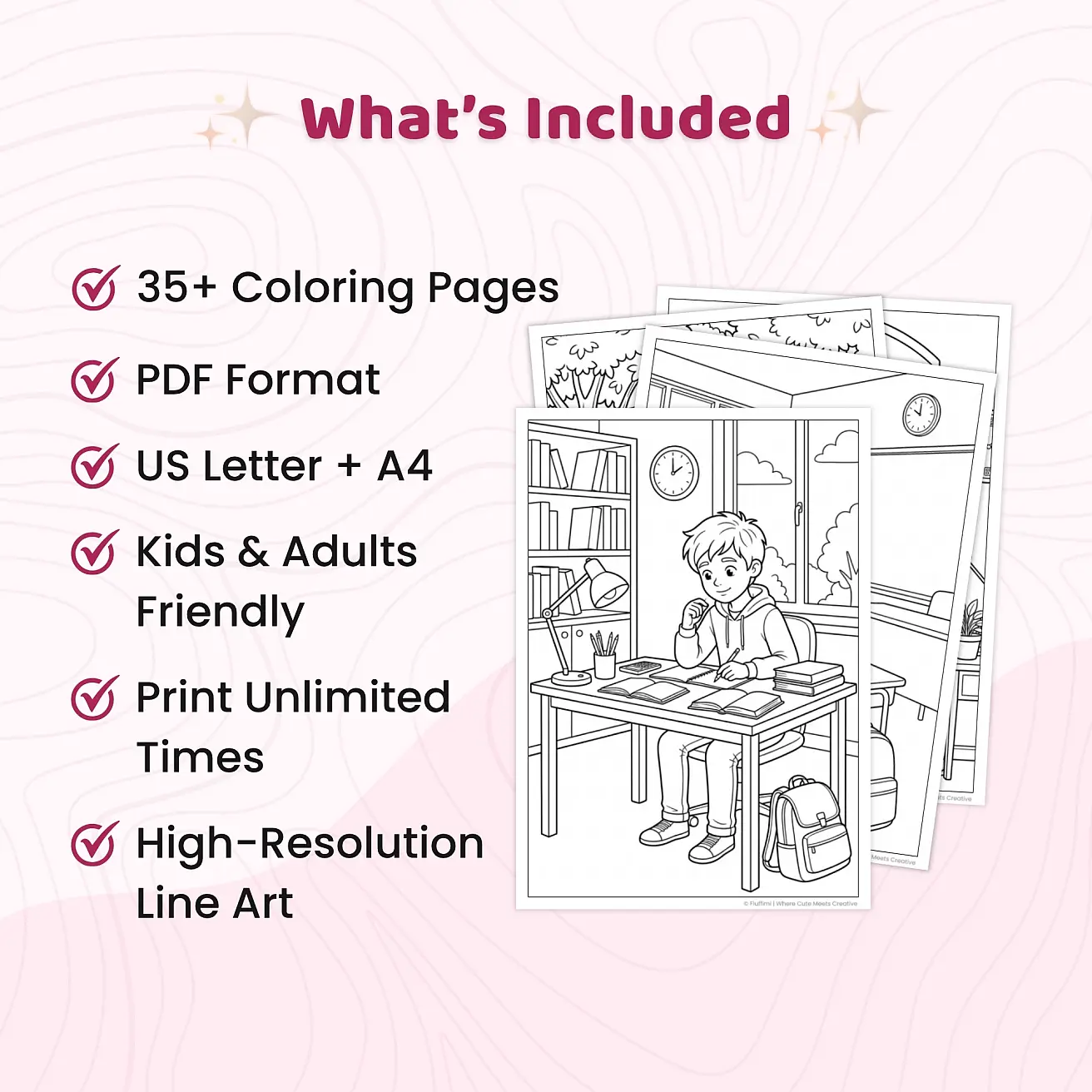 Free Study Time Coloring Pages for Kids – Printable School Learning Activity PDF