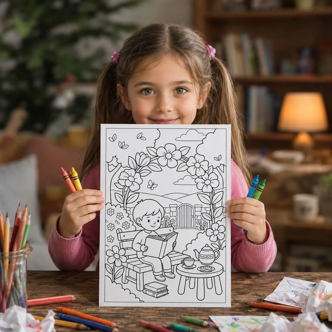 Free Tea & Books Coloring Pages for Kids – Cute Reading Adventure Printables