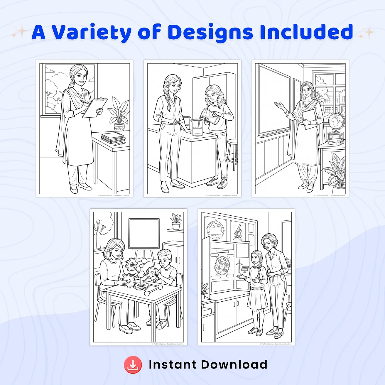 Free Teacher Coloring Page Printable for Adults