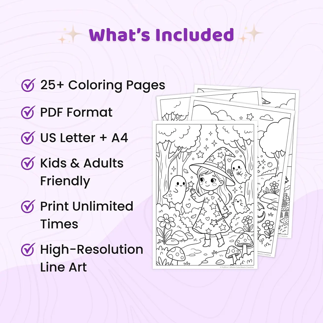 Free Witch Coloring Pages - Cute, Kawaii and Gothic Witch Printables