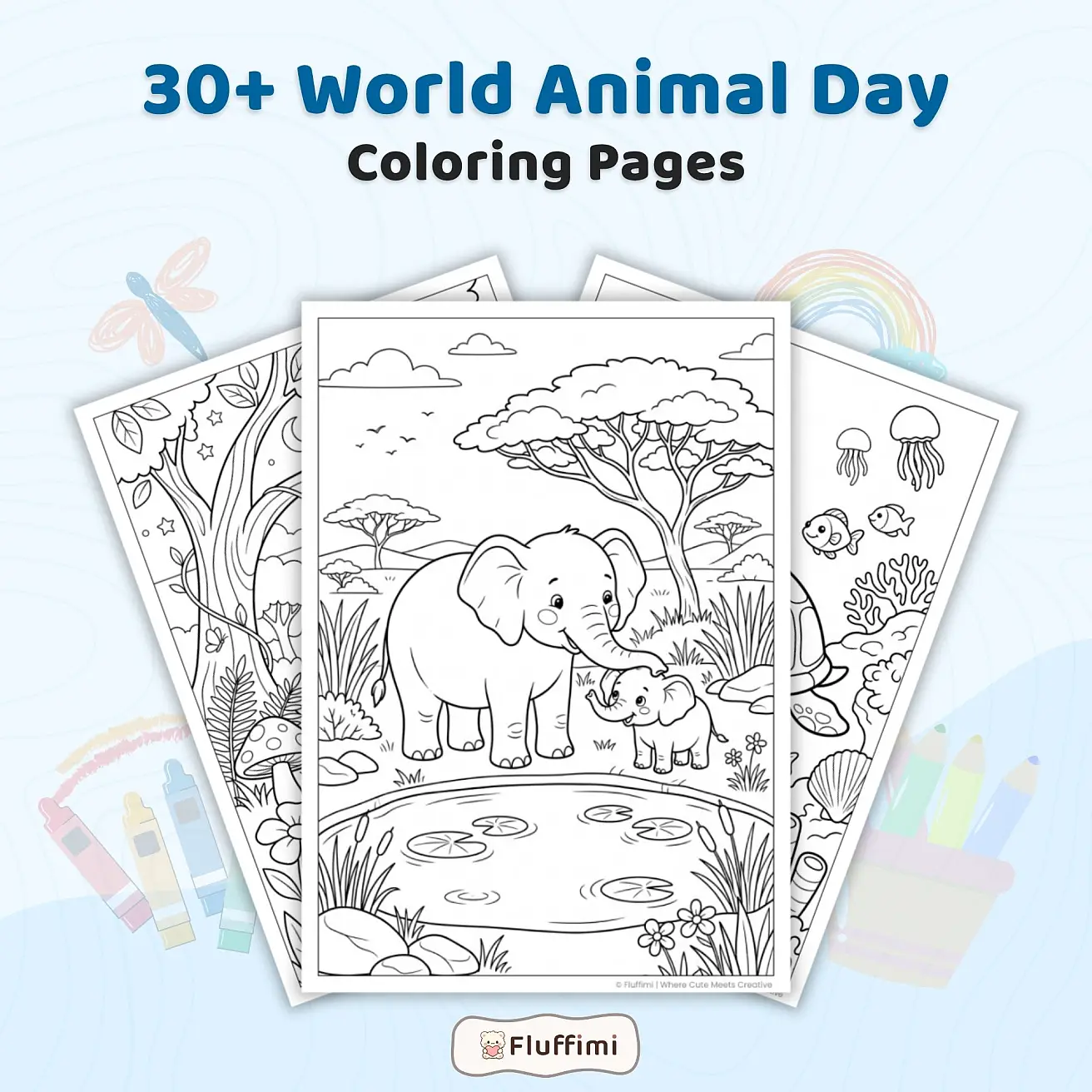 Free World Animal Day Coloring Pages - Printable Animal Coloring Sheets for Kids