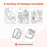 35+ Notebook Doodle Coloring Pages for Kids – Cute School Journal, Stationery & Kawaii School Supplies Printable PDF